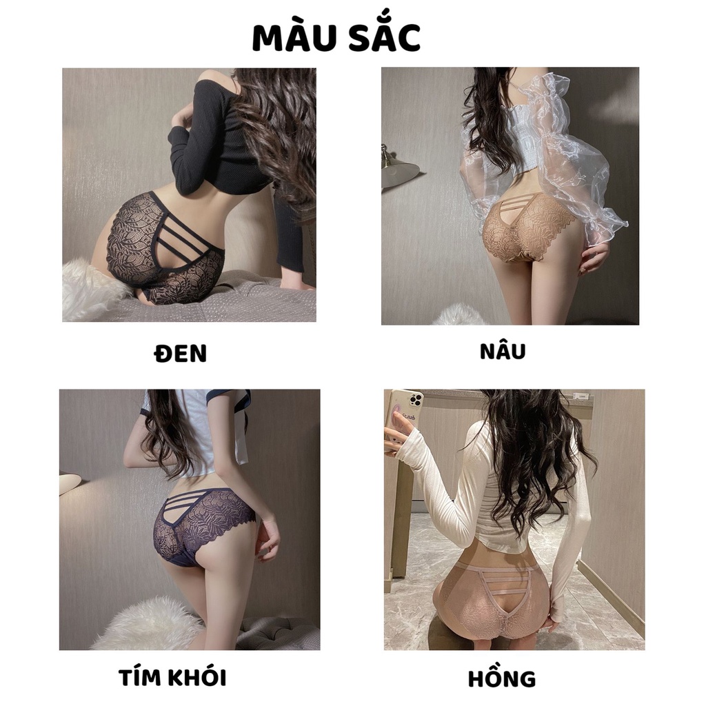 Quần Lót Nữ Ren đáy cotton thêu họa tiết thoáng mát thiết kế cao cấp MÃ 3043