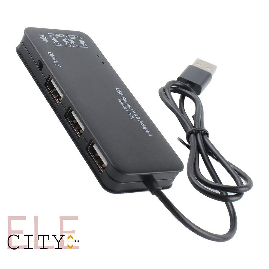 888ele⚡3 Port USB2.0 Hub External USB Sound Card No External Driver Stereo Sound Card