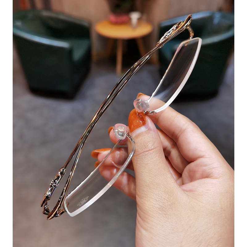 [-0°~-600°Mắt Kính Chống Ánh Sáng Xanh Nửa Gọng Thời Trang Công Sở Cho Nam Và Nữ