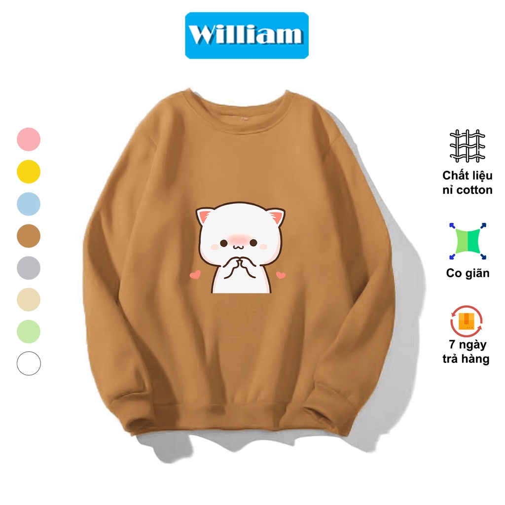 Áo sweater nam nữ hình Mèo dễ thương chất nỉ bông dày dặn, in Pet cao cấp William - DS219