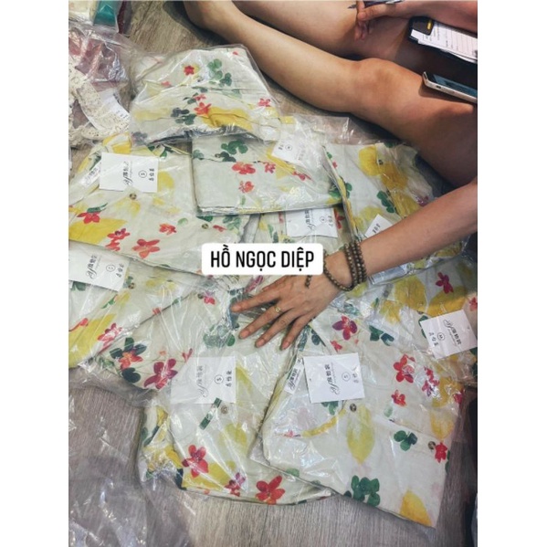 Áo hoa babydoll khuy tay lỡ nhiều màu sắc