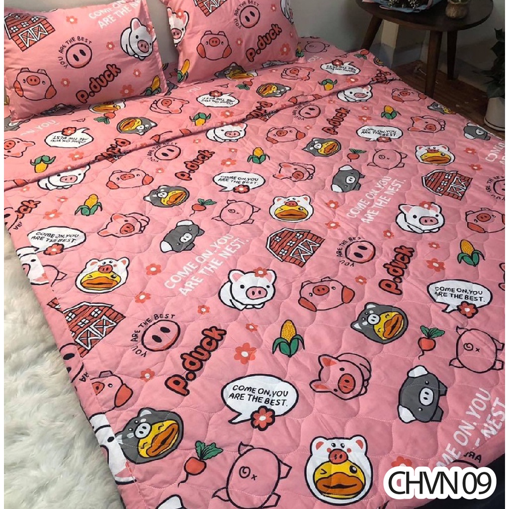 Trọn Bộ 5 Món Ga Gối Chăn Hè Mỏng - Chất Liệu Poly Hàng Việt Nam Sản Xuất