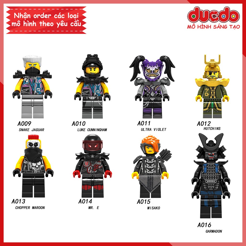 Minifigures các nhân vật trong Ninjago mới nhất tuyệt đẹp - Đồ chơi Lắp ghép Xếp hình Mini Ninja Mô hình LeLe A009-A016