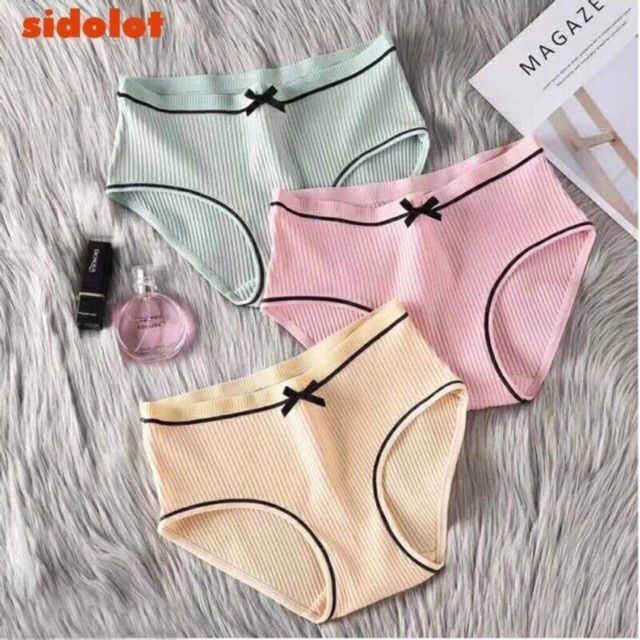 sét 5 quần lót cotton gân viền đen dễ thương cho bạn gái