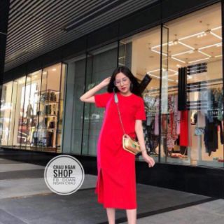 Đầm suông phối 2 màu