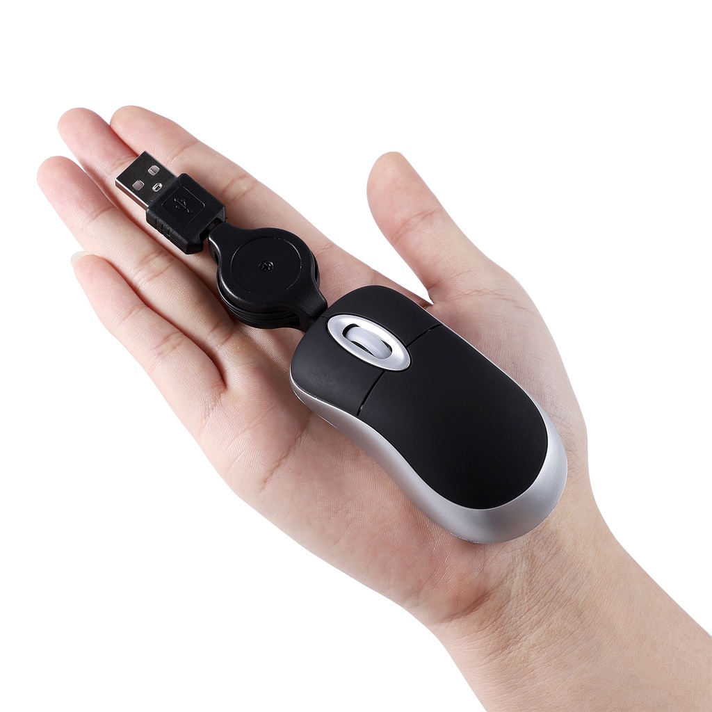 Lovely Mini Wired Mouse Retractable USB Cable Ergonomic Office Computer PC Laptop Gaming Mice【vollter1】