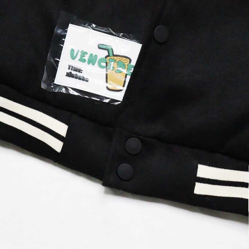 Áo khoác bomber chất nỉ Nhật cao cấp thêu nổi màu đen áo khoác thu đông thời trang LOHA | BigBuy360 - bigbuy360.vn