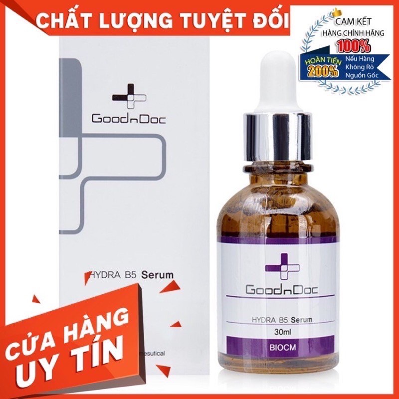 [CHÍNH HÃNG] Serum dưỡng ẩm trắng sáng da, mờ thâm nám, cấp nước, chống lão hóa GOODNDOC HYDRA B5 30ml