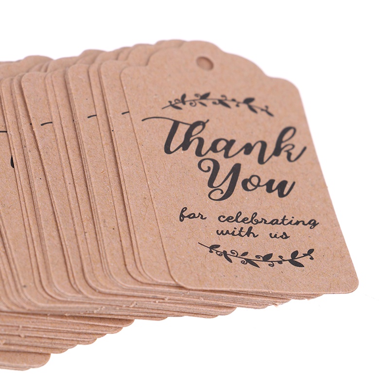100 Thẻ Giấy Màu Nâu In Chữ Thank You Dùng Để Trang Trí Quà Tặng Tiệc Cưới