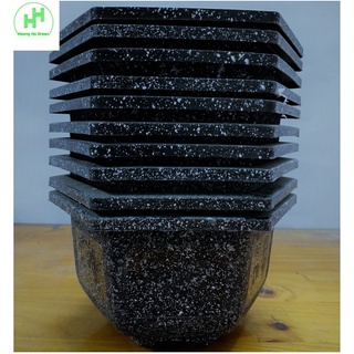 10 chậu nhựa bonsai lục giác đá đen 200x120