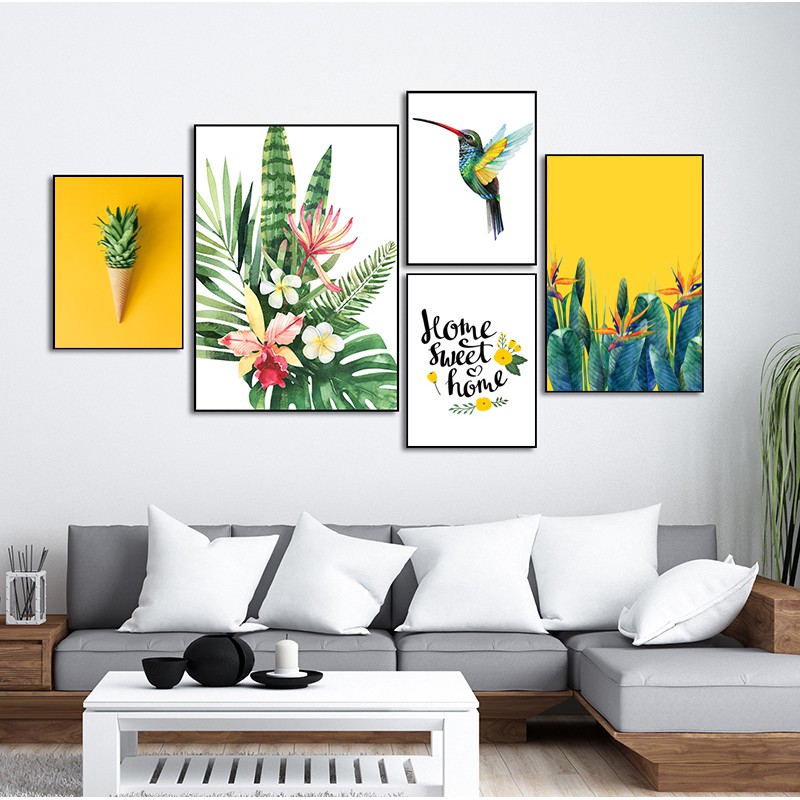 Bộ 5 tranh canvas treo tường khung cảnh nhiệt đới mùa hè TTC20163
