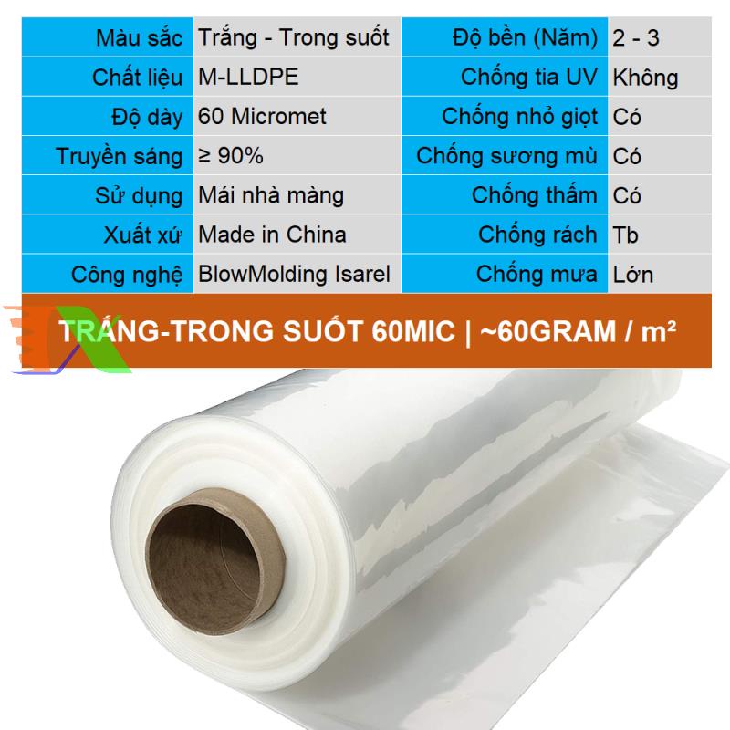 Màng nhà kính cho Nho MPE-T006, Màng PE Trắng-Trong suốt, Film PE