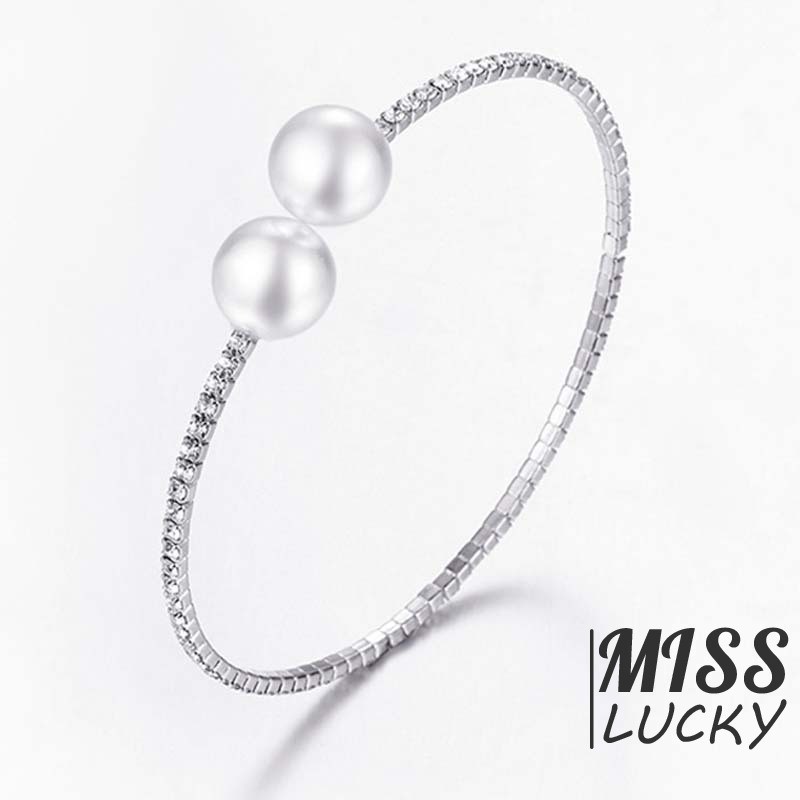 Set trang sức đính đá và ngọc trai sang trọng cho nữ