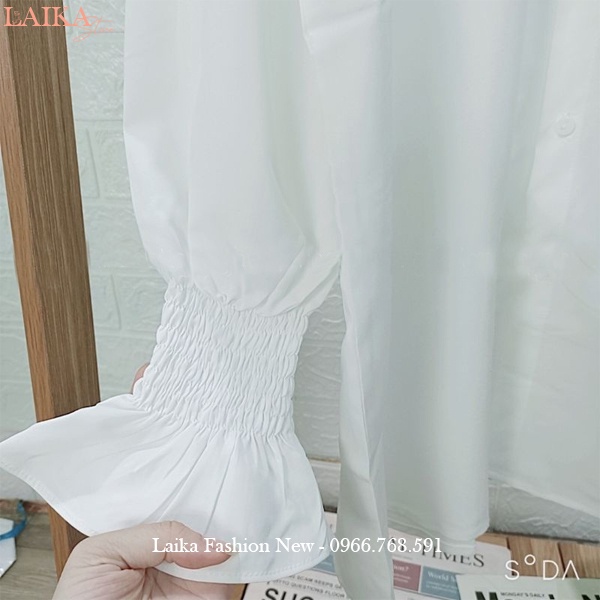 Áo sơ mi trắng nữ tay dài bo chun nhúm cổ bẻ form rộng vừa đi học làm công sở chất vải lụa mát kiểu áo sơ mi nữ tay dài