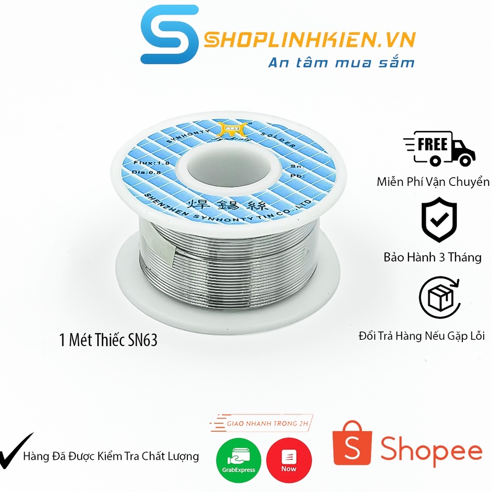 Thiếc Hàn SN63 0.8MMChì Hàn 63% 0.8MM Cắt LẻThiếc SN63 sợi 0.8mm chuyên dụng cho mạch điện