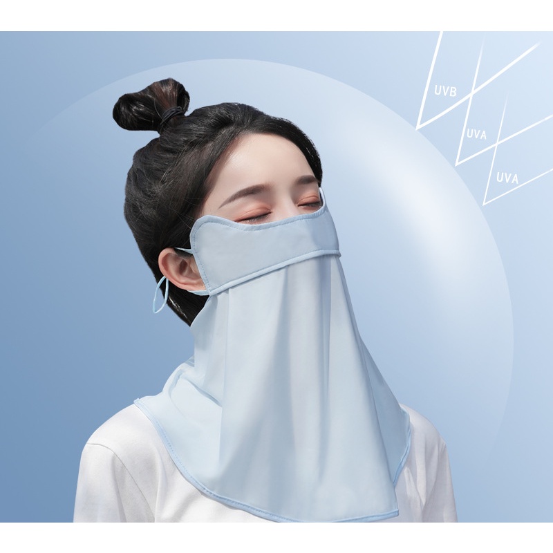 Khẩu Trang Lụa Lạnh Mỏng Bảo Vệ Mắt Cổ Chống Nắng Thoáng Khí Tiện Dụng Cho Nữ