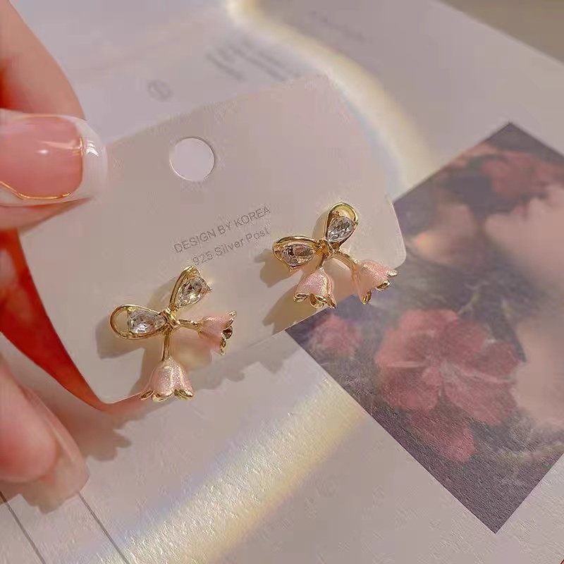 Bông Tai Hình Hoa Hồng Thắt Nơ Thời Trang Cao Cấp 2022