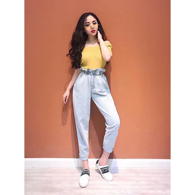 (ảnh thật) QUẦN NỮ, QUẦN BÒ JEANS KIỂU DÁNG BOMBER CẠP TRUN DỄ PHỐI ĐỒ CỰC XINH