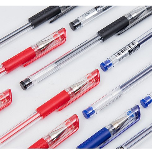 Bút bi nước văn phòng ngòi đầu đạn 0.5mm mực trơn có nắp cao cấp 3 ngòi xanh đen đỏ BMBooks
