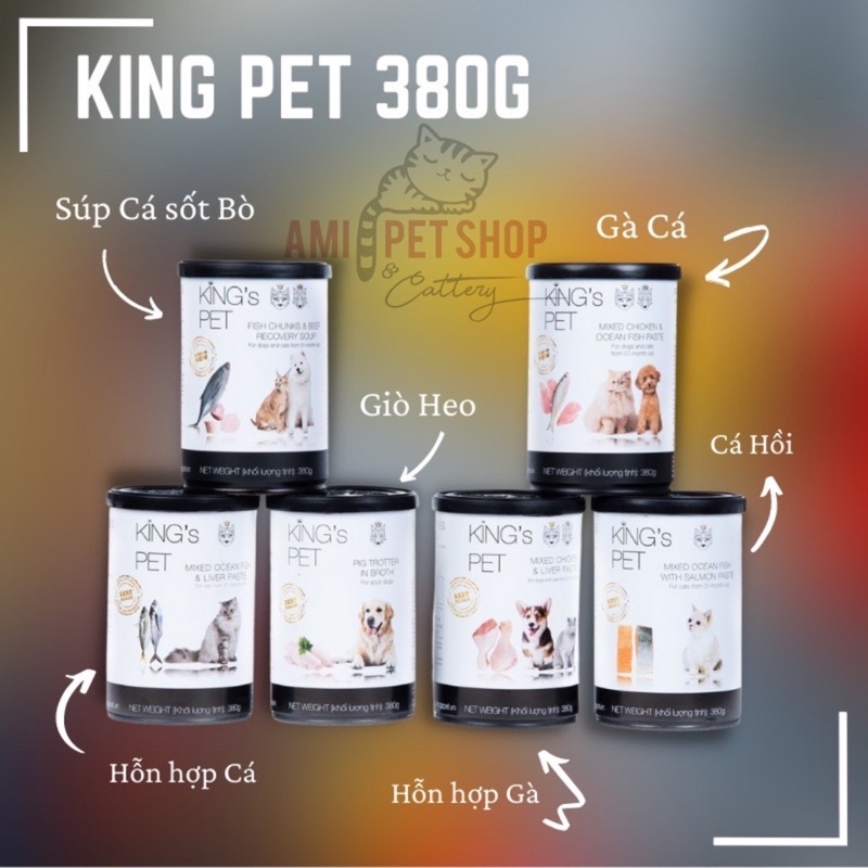 NEW Pate King’s Pet lon 380g thức ăn cho cún và mèo - Ship Hoả tốc Miền Tây Nam Bộ