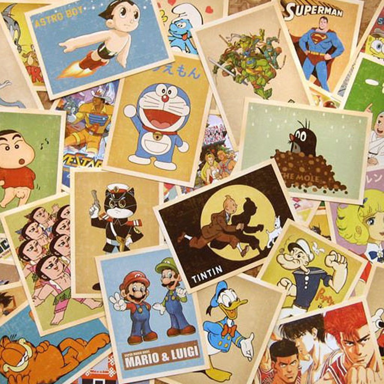 Hộp sticker chủ đề bìa tạp chí cổ điển 32 miếng DecorMe Hinh dan vintage trang trí sổ tay STKV