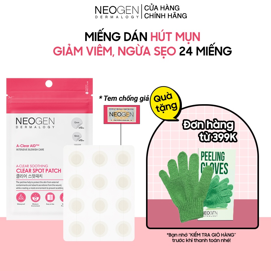 Miếng Dán Hút Mụn Giảm Viêm Ngừa Sẹo Neogen Dermalogy A-Clear Soothing Spot Patch 24 Miếng