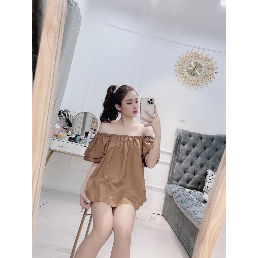 [BÁN SET-BÁN ÁO-BÁN QUẦN]Áo Trễ Vai,  Áo Kiểu Nữ Tay Bèo Cánh Tiên Mặc Phối, Quần Sooc, Chân Váy | BigBuy360 - bigbuy360.vn