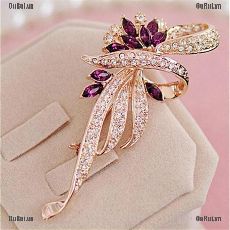 Ghim Cài Áo Đính Đá Thiết Kế Thanh Lịch Cho Nữ