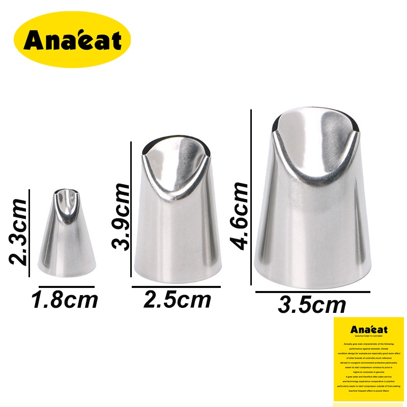 Set 3 đui bắt bông kem ANAEAT chất liệu thép không gỉ trang trí bánh ngọt cho nhà bếp