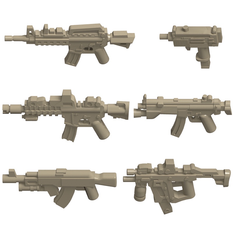 Một Vỉ Trang Bị Vũ Khí Màu Vàng Cát Cho Các Mẫu Nhân Vật Người Lính NO.1385 - Đồ Chơi Lắp Ráp Phụ Kiện MOC Army