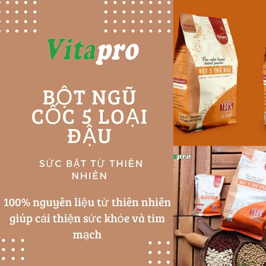 Bột 5 thứ đậu thương hiệu Vitapro (không đường) 350gr phù hợp với mọi lứa tuổi