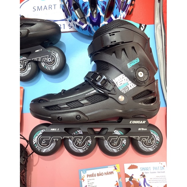 Giày patin Cougar B509 màu đen cao cấp, chạy đường, thi đấu
