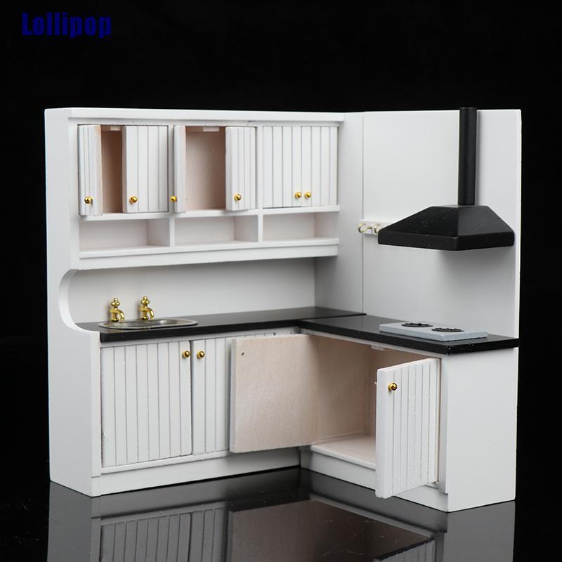 Bộ đồ chơi nhà bếp bằng gỗ tỉ lệ 1: 12 trang trí nhà búp bê