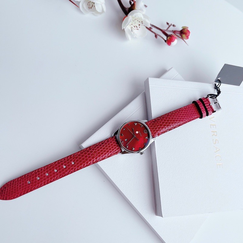 Đồng hồ nữ Gucci G-Timeless Red Mop Dial Red Leather