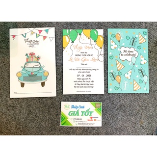 💙Thiệp thôi nôi, sinh nhật cao cấp giấy dầy + In nội dung