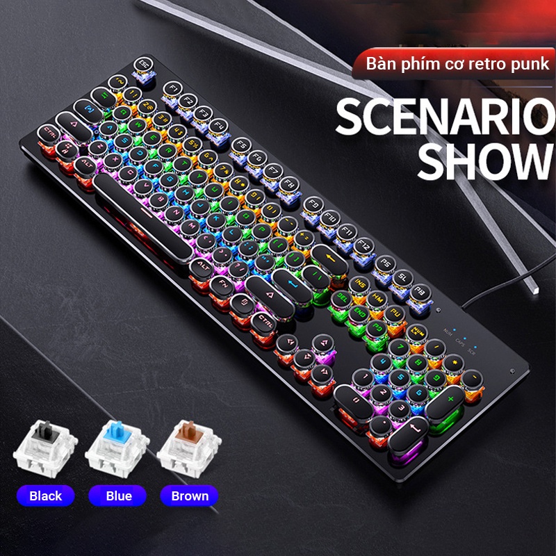 Bàn phím cơ ZK-4 Bàn phím PC laptop gaming Full LED RGB T907, thiết kế cổ điển Full LED hiện đại, thời trang