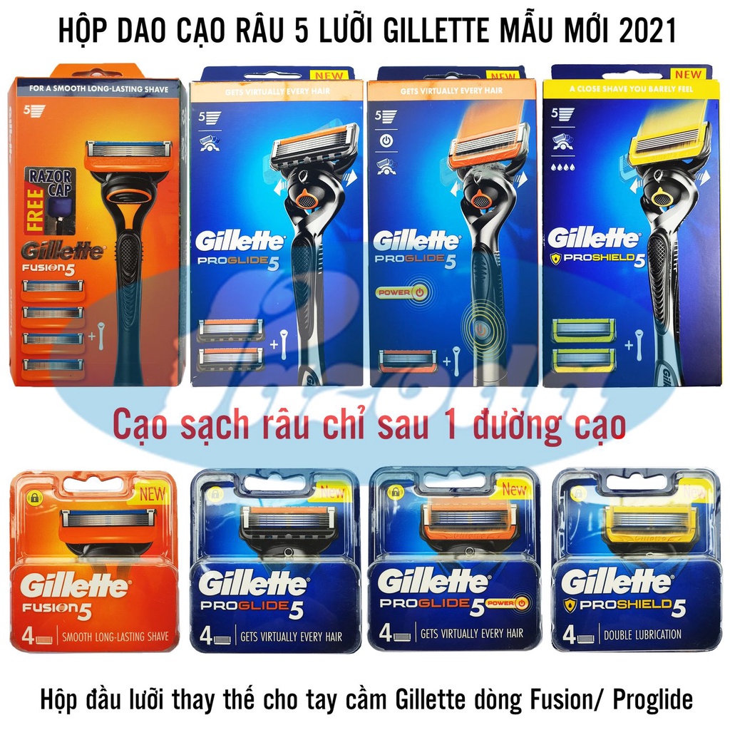 Hộp dao cạo râu 5 lưỡi Gillette Fusion5 Proglide5 Proshield5 mẫu mới 2021 thumbnail