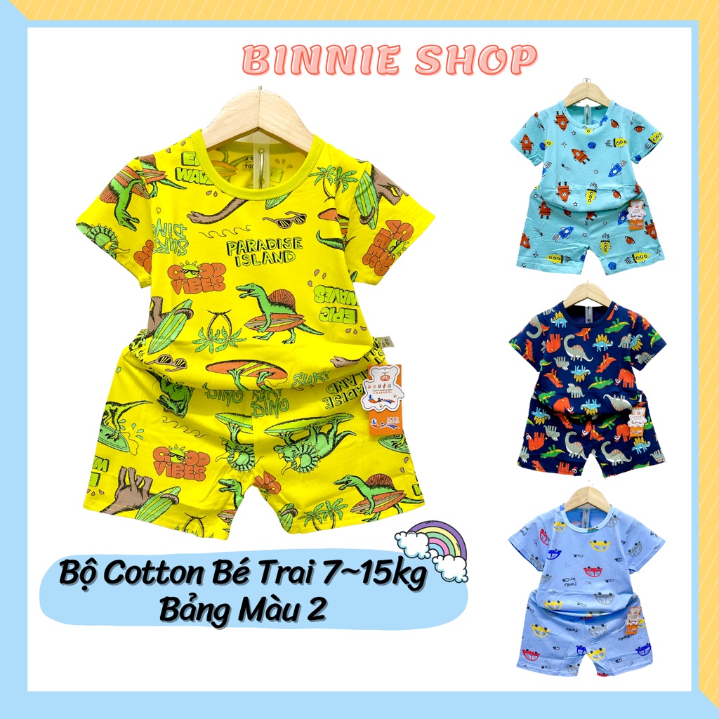 Đồ bộ bé trai quảng châu xuất hàn Quần áo trẻ em BINNIE SHOP chất thun cotton cho bé trai từ 7-15kg (0-3 tuổi) BTN2