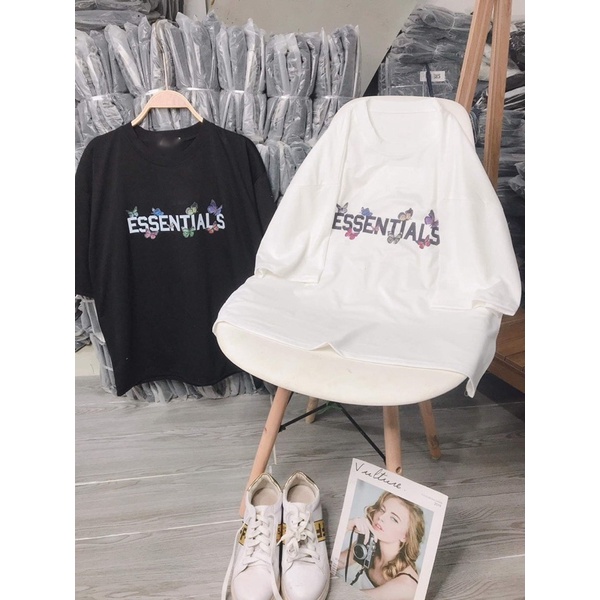 Áo phông tay lỡ essen bướm cotton