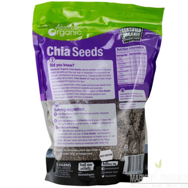 Hạt Chia Tím Absolute Organic Chia Seeds 1KG