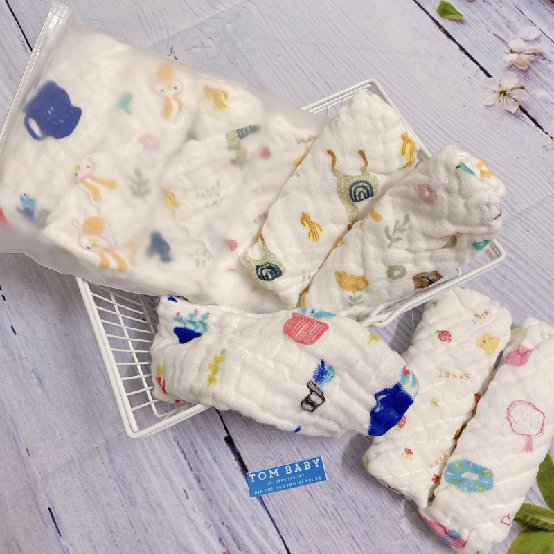 Set 5 khăn xô sữa nhăn 6 lớp
