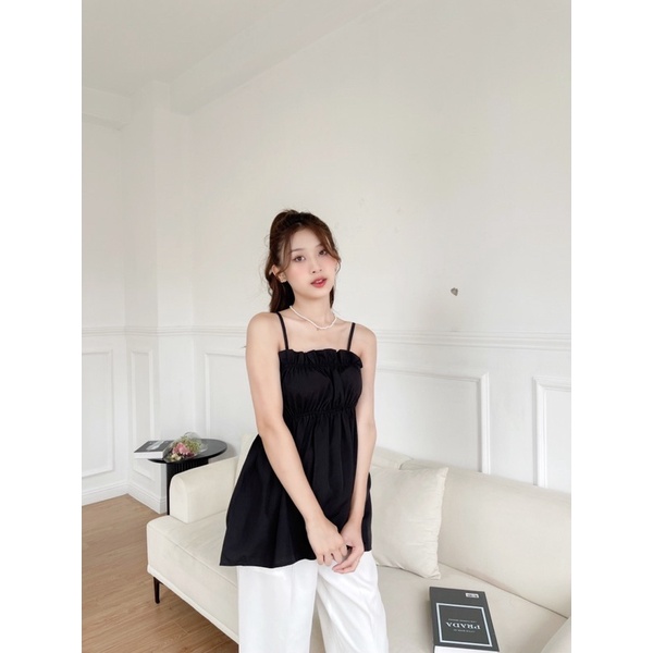 YU CHERRY | Áo dây nhún ngực bảng bự co dãn Ana Shirred Top YA426