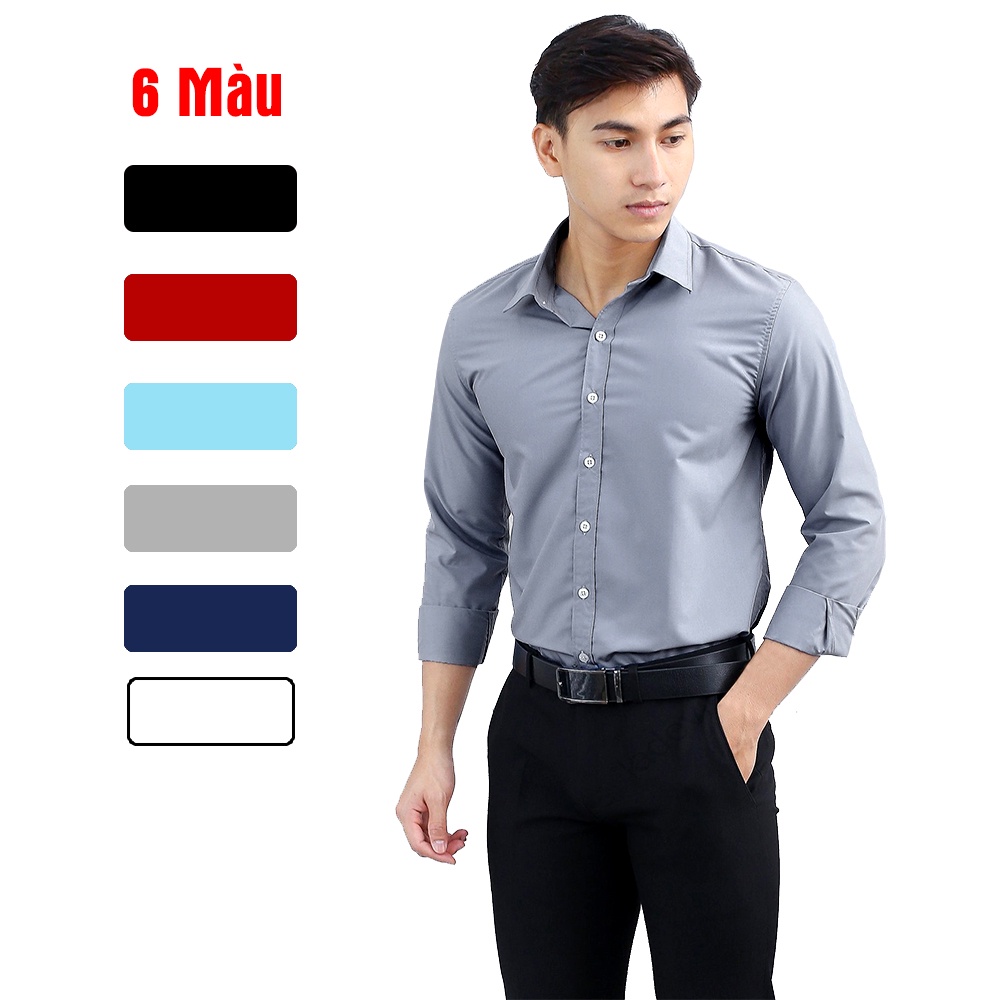 Áo Sơ Mi Nam Andromeda Nhiều Màu Phom Ôm Nhẹ Tay Dài Phong Cách Hàn Quốc
