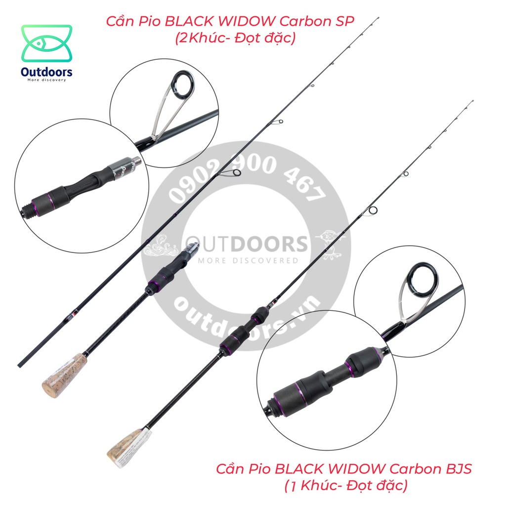 Cần câu máy đứng Pioneer BLACK WIDOW Carbon SP/BJS