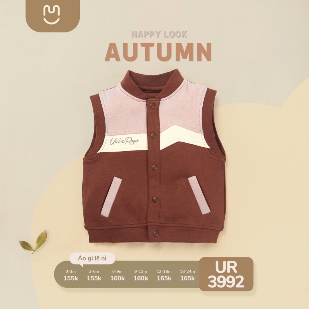 Áo gile nỉ cho bé Ualarogo 0-2 tuổi vải cotton giữ ấm họa tiết cúc giữa 3992