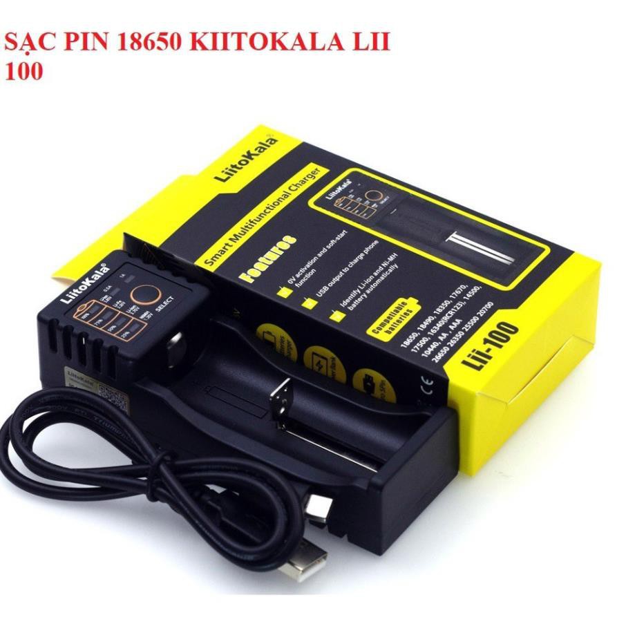 Sạc pin đa năng Liitokala lii-100 một khe pin cho pin 18650, AA, AAA, 26650... (sạc được tất cả các loại pin sạc)