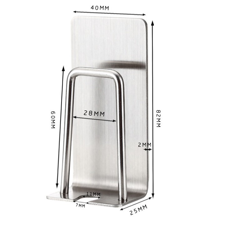 Combo 5 Chiếc Móc Dán Tường Chịu Lực, Móc Cheo Bàn Chải, Cốc  Đánh Răng ( INOX FULL HỘP )