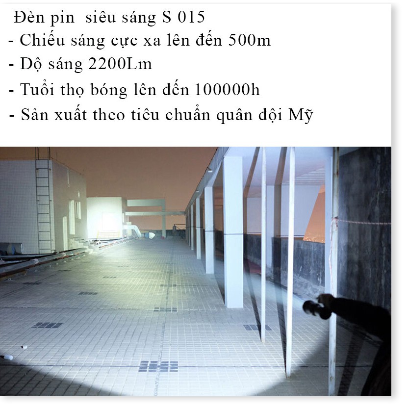 Đèn Pin Cầm Tay Siêu Sáng LYS015 ✔️Chính hãng✔️ Chiếu xa 600m, Chống nước, Pin Cực Bền +Tặng sạc, hộp đựng.