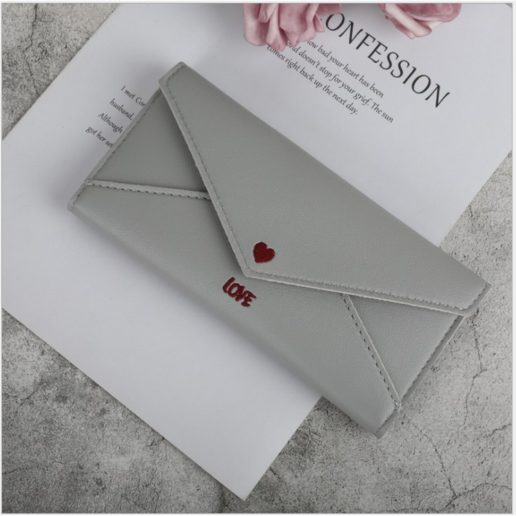 Ví cầm tay nữ dài Love dáng bì thư da mềm khóa bấm size 19 | BigBuy360 - bigbuy360.vn