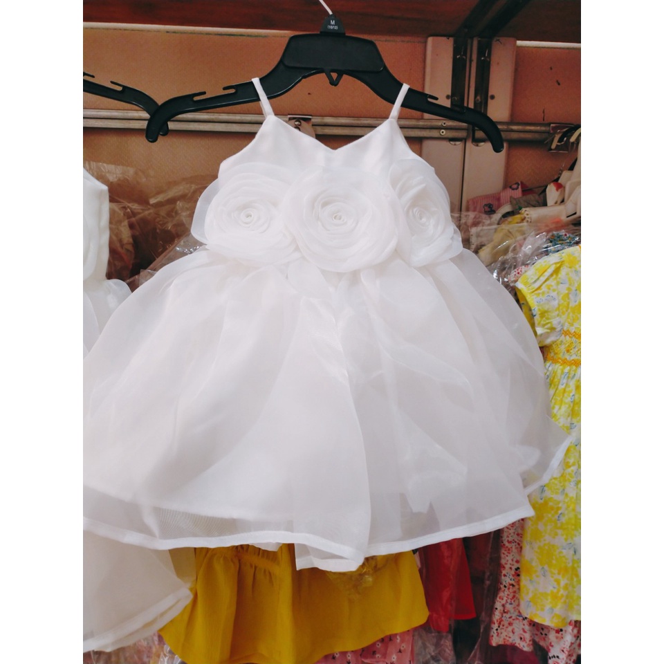 Đầm công chúa màu trắng 2 dây cho bé gái màu, váy công chúa thiết kế GYGY từ 8kg 9kg đến 24kg